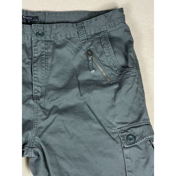 Cafdlcq Mens‎ 44 Cargo Pants Hi Rise Straight Leg Army Green Drawstring Waist - Picture 7 of 13